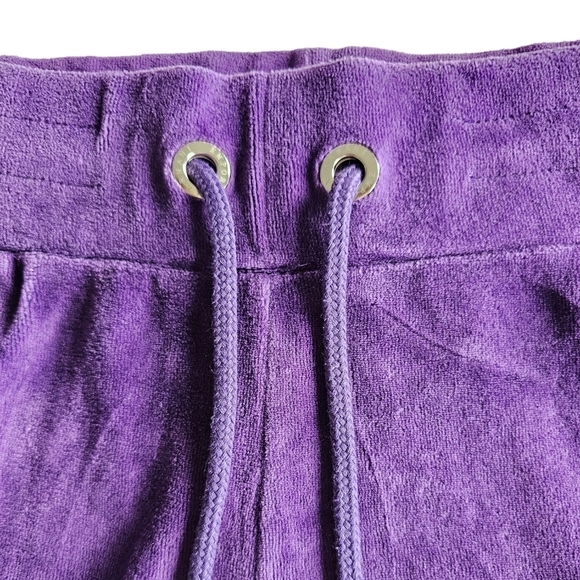 Emporio Armani purpul velure track pents elastic waistband white stripes logo M - Picture 3 of 8